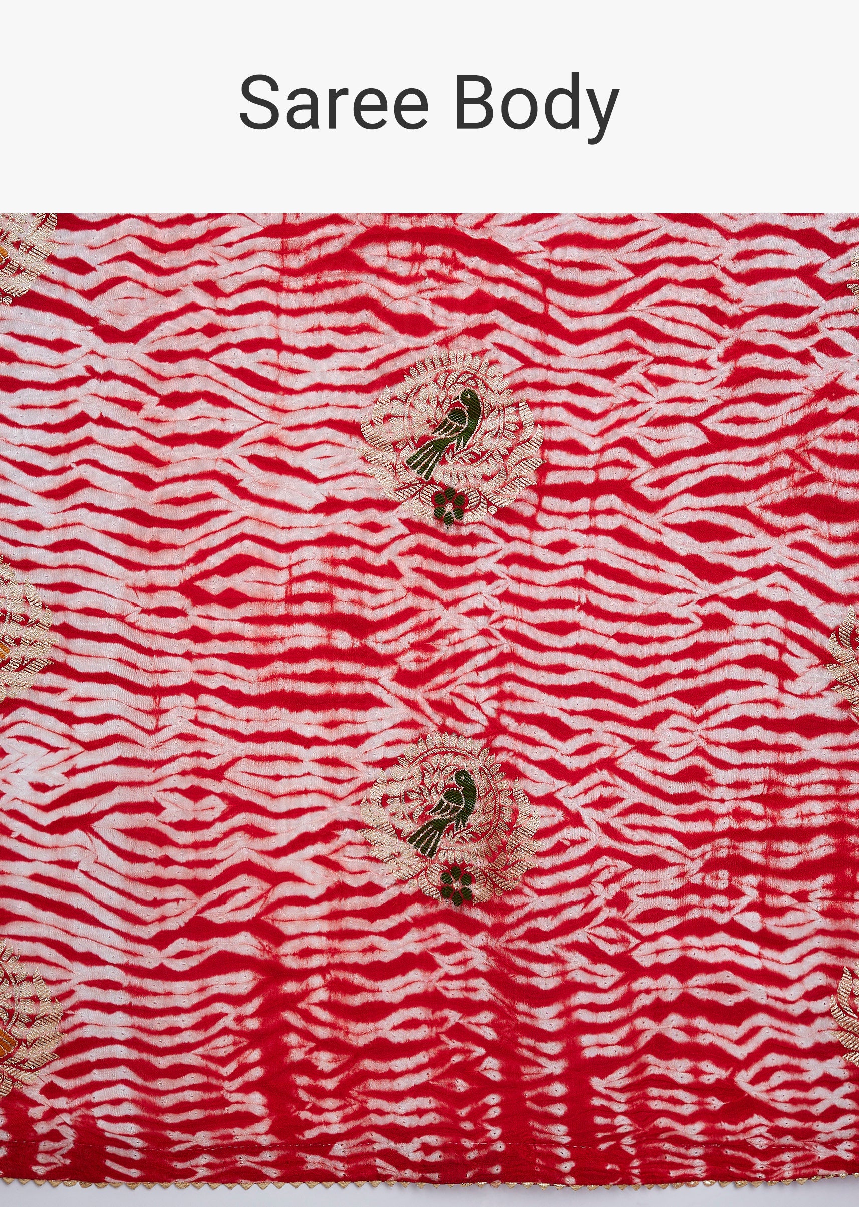 Red Shibori Printed Saree