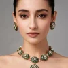 Antique Green And Gold Kundan Polki Necklace Set
