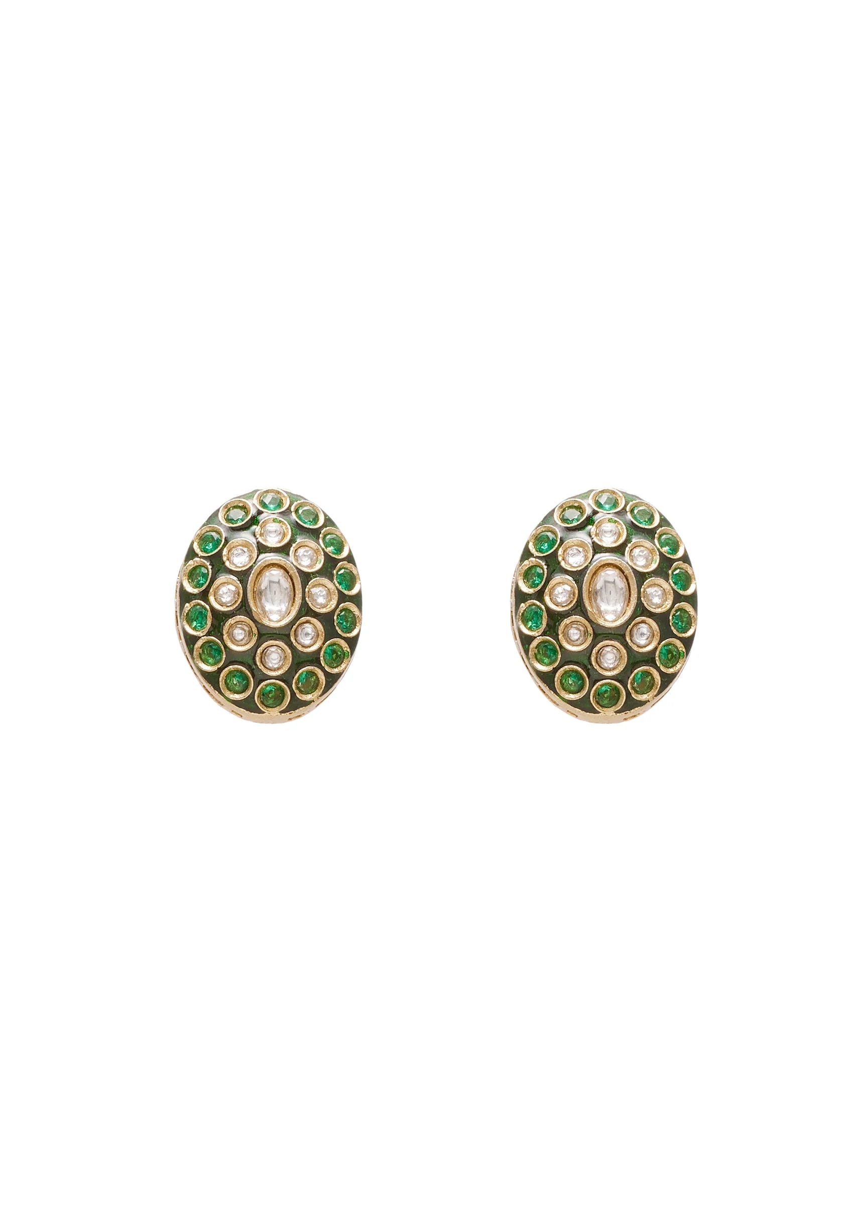 Antique Green And Gold Kundan Polki Necklace Set