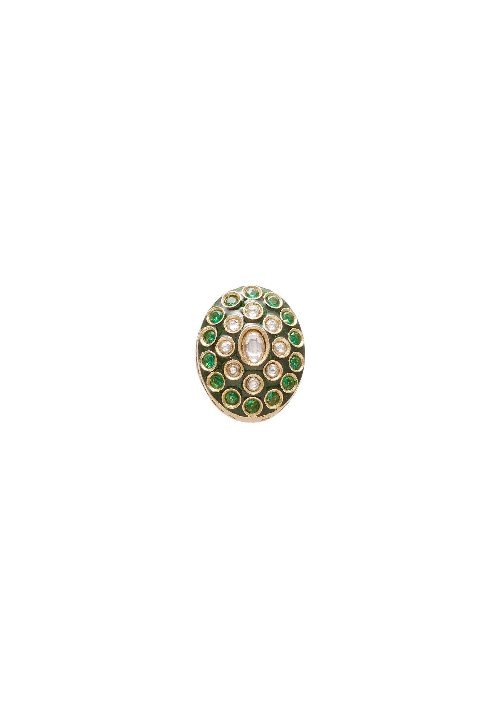 Antique Green And Gold Kundan Polki Necklace Set