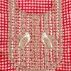 Red Satin Printed Unstitched Suit With Dupatta and Bottom Fabric