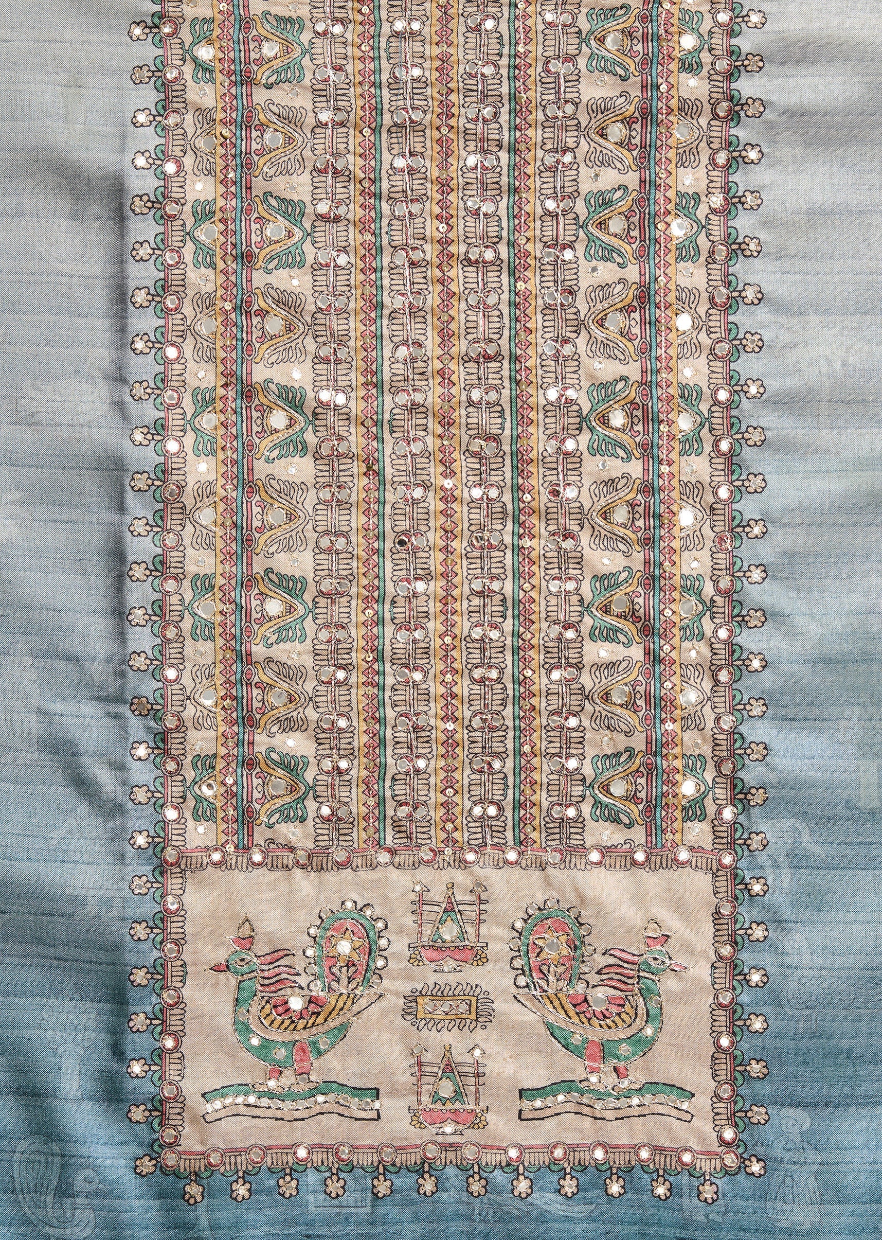 Grey Cotton Unstitched Suit With Dupatta