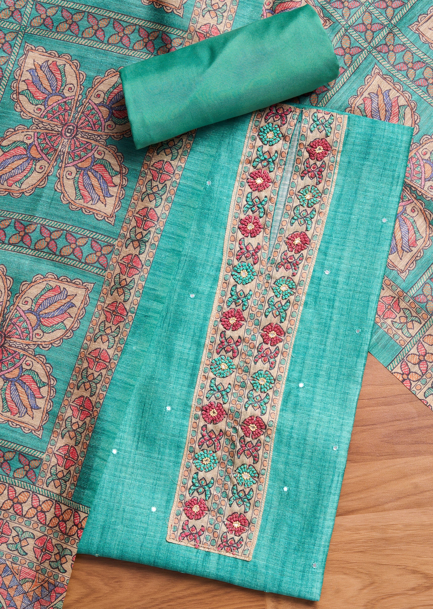 7844-sea-green-printed-crepe-unstitched-suit-set-1.jpg Sea Green Printed Crepe Unstitched Suit Set
