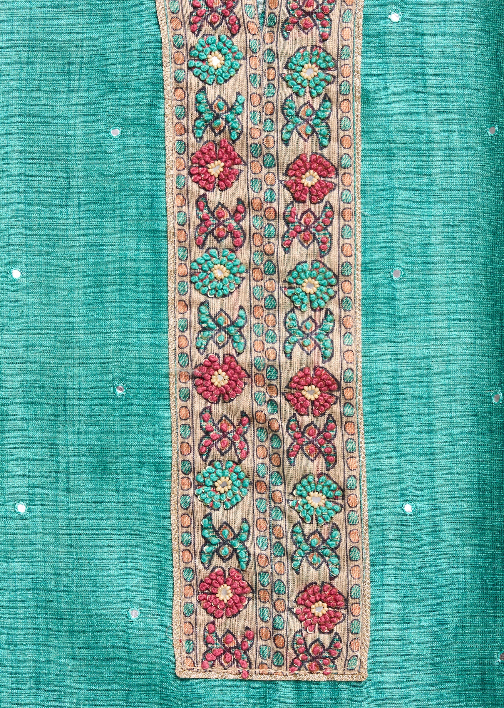 Sea Green Printed Crepe Unstitched Suit Set