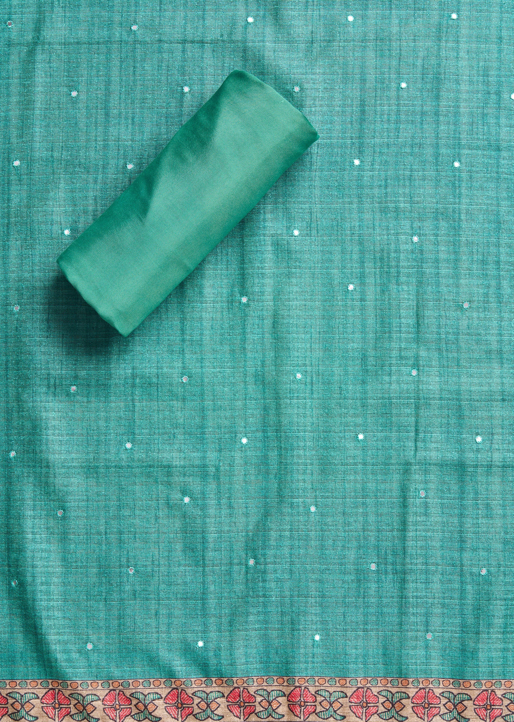 Sea Green Printed Crepe Unstitched Suit Set
