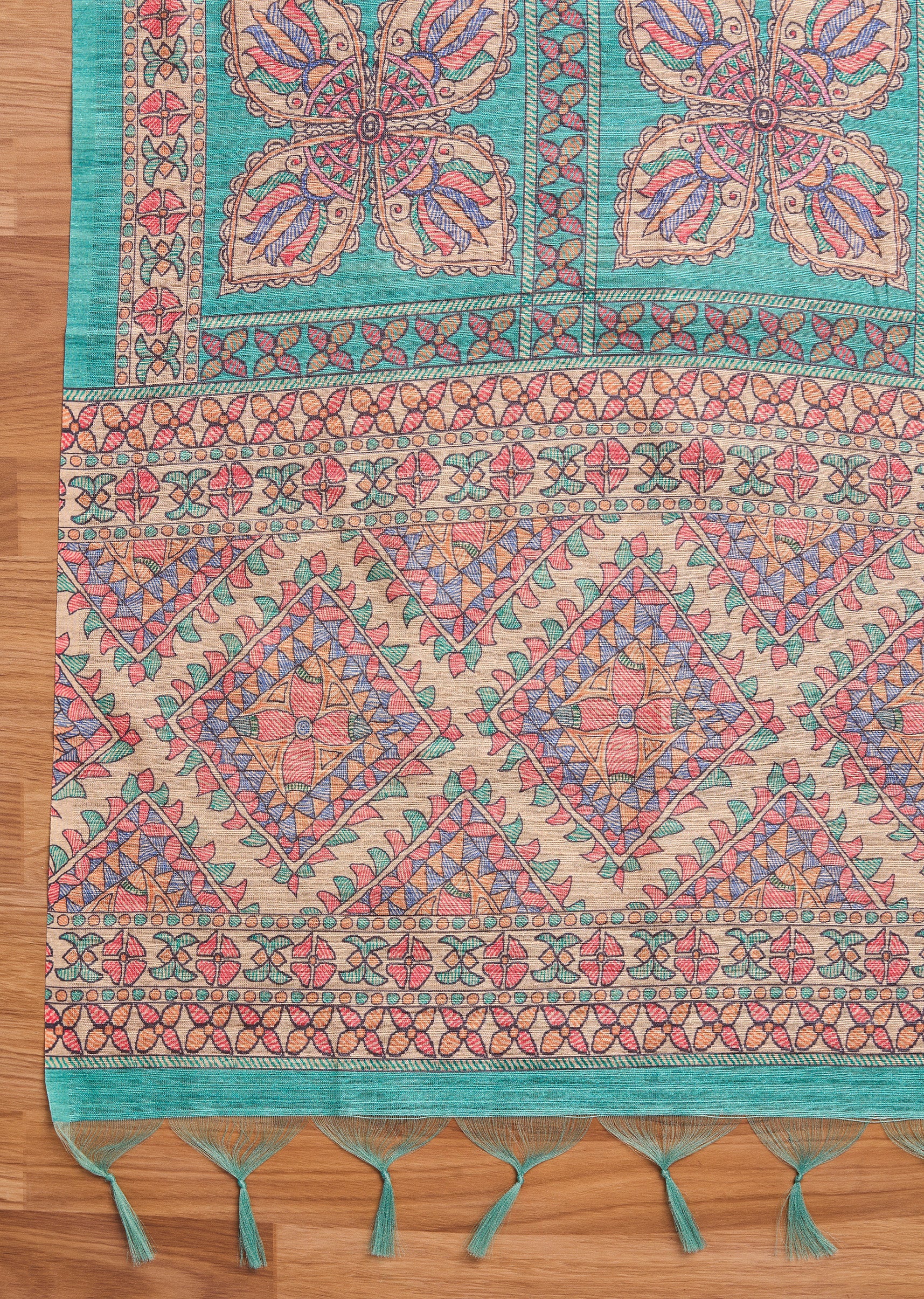 Sea Green Printed Crepe Unstitched Suit Set