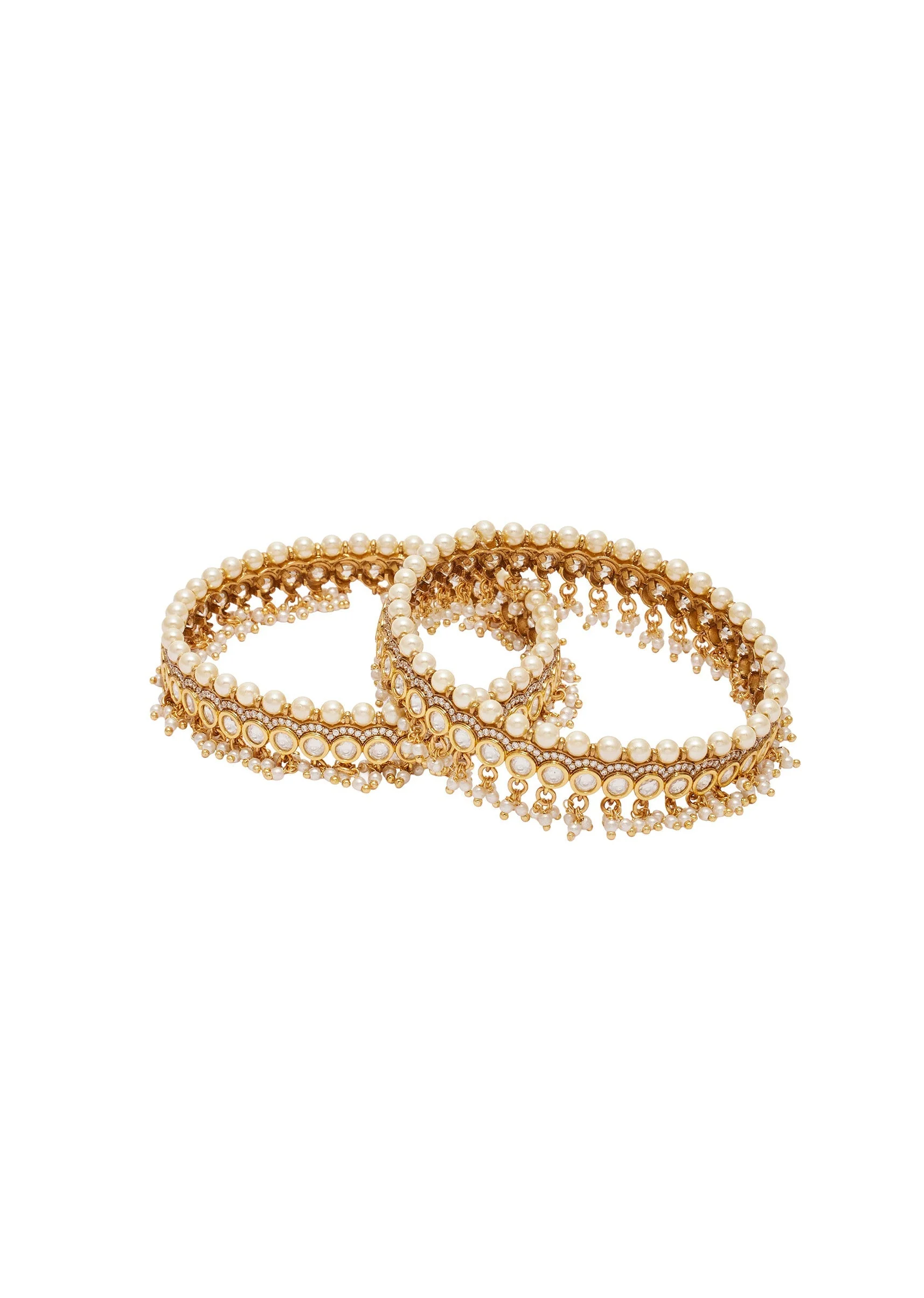 White Stone Festive Bangles Set
