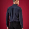 Navy Blue Viscose Thread Resham Embroidered Mens Shirt