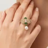 Green Floral Kundan Polki Ring