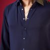Navy Blue Viscose Button Front Mens Shirt