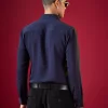 Navy Blue Viscose Button Front Mens Shirt