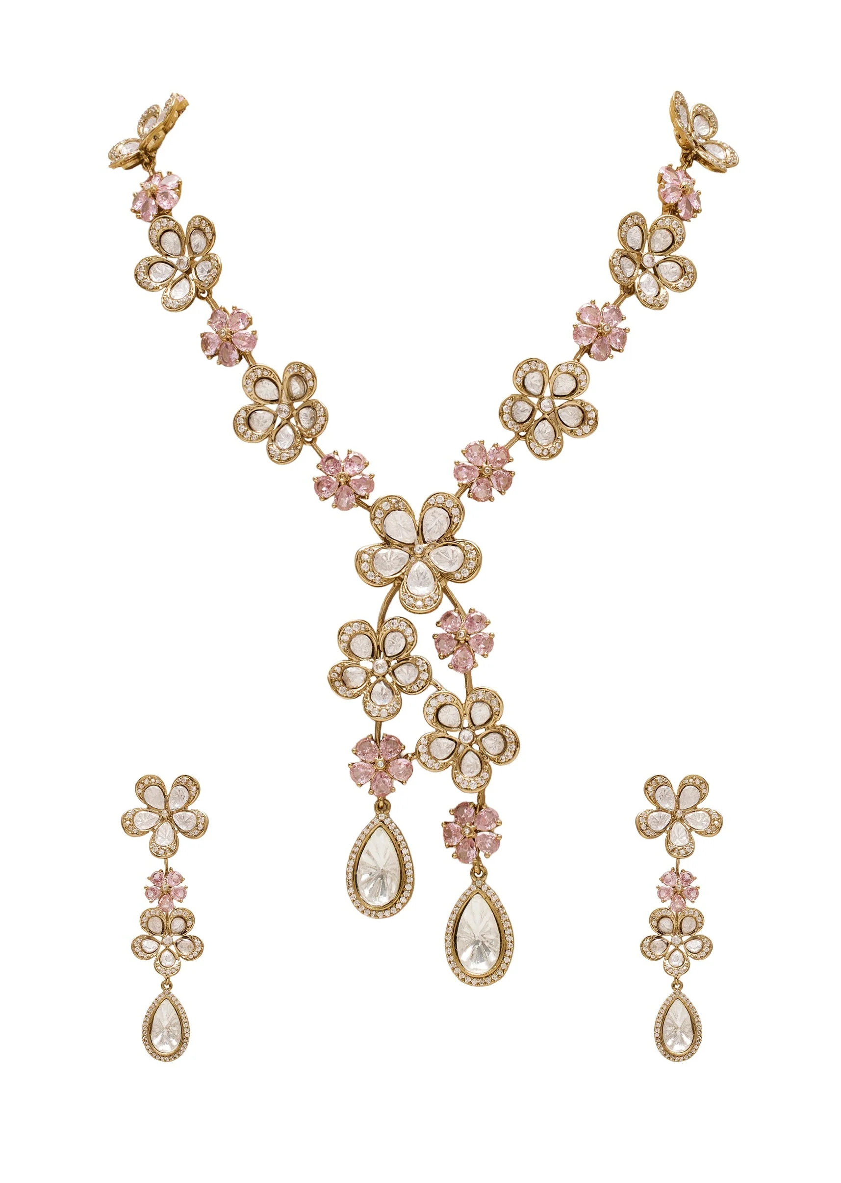 Gold Toned Kundan Polki Bridal Necklace Set
