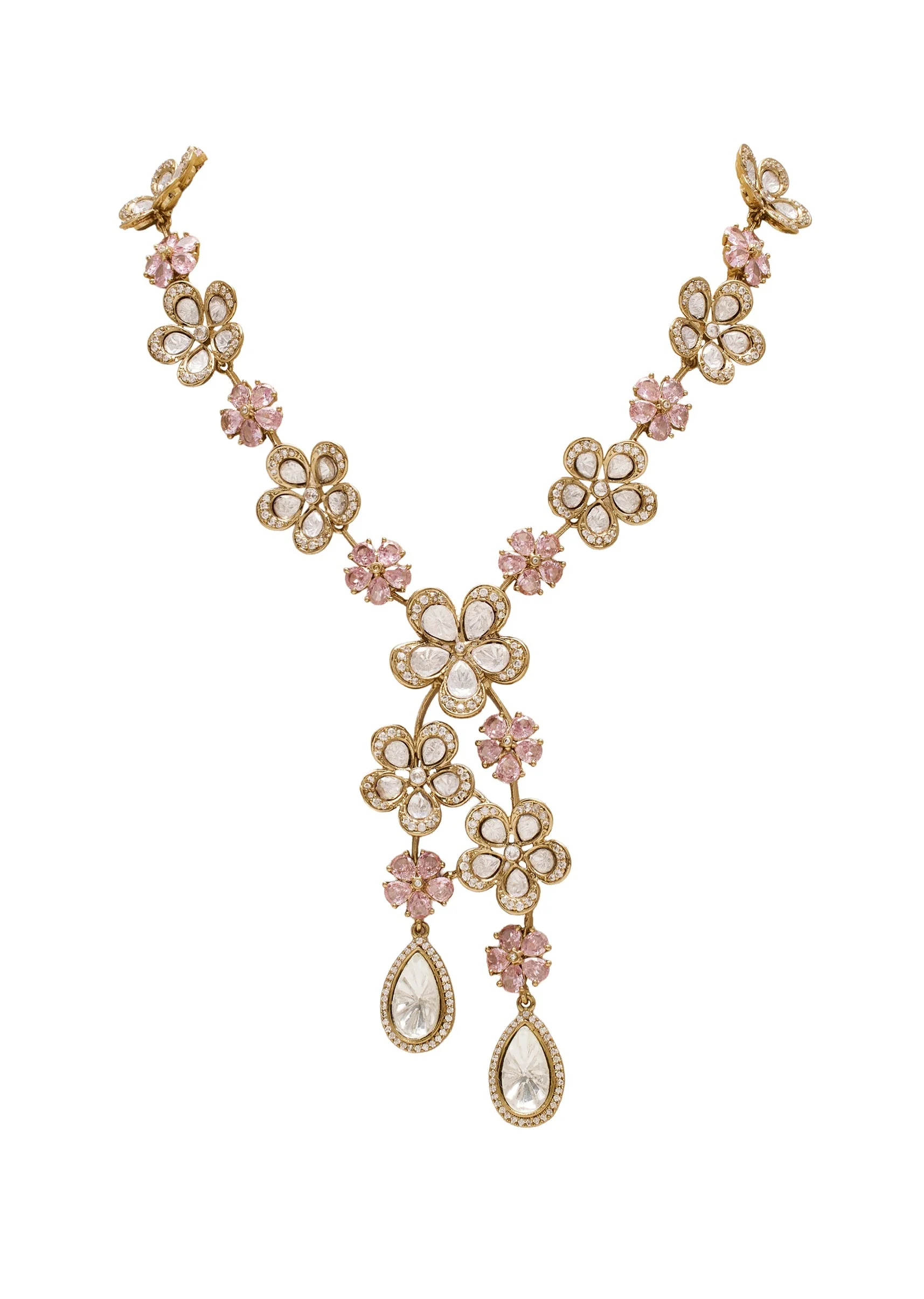 Gold Toned Kundan Polki Bridal Necklace Set