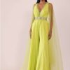 Sheen Green Crepe Jumpsuit And Net Shrug With A Crystal Bead Embroidered Belt