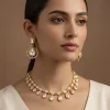 Gold Toned Polki Pearl Drop Necklace Set