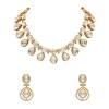 Gold Toned Polki Pearl Drop Necklace Set