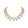 Gold Toned Polki Pearl Drop Necklace Set