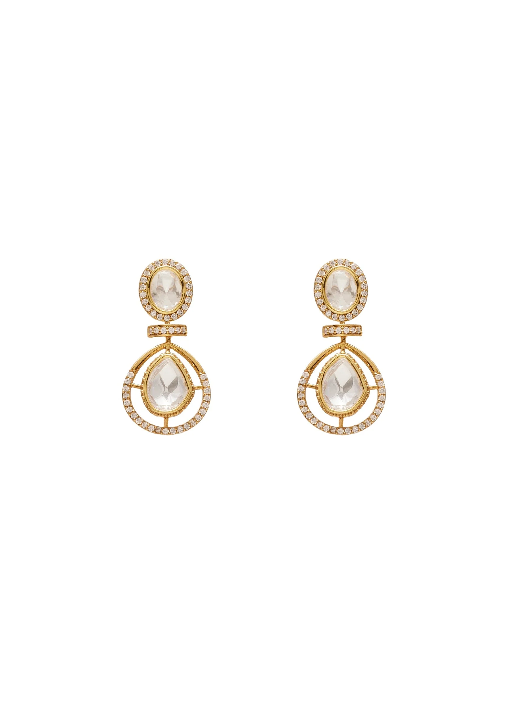 Gold Toned Polki Pearl Drop Necklace Set