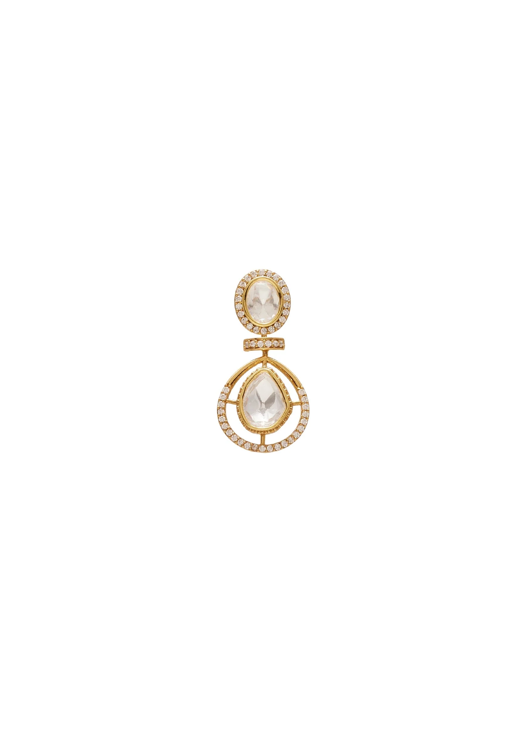 Gold Toned Polki Pearl Drop Necklace Set