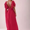 Rani Pink Stitched Drape Saree In Crepe With Tiki And Salli Work