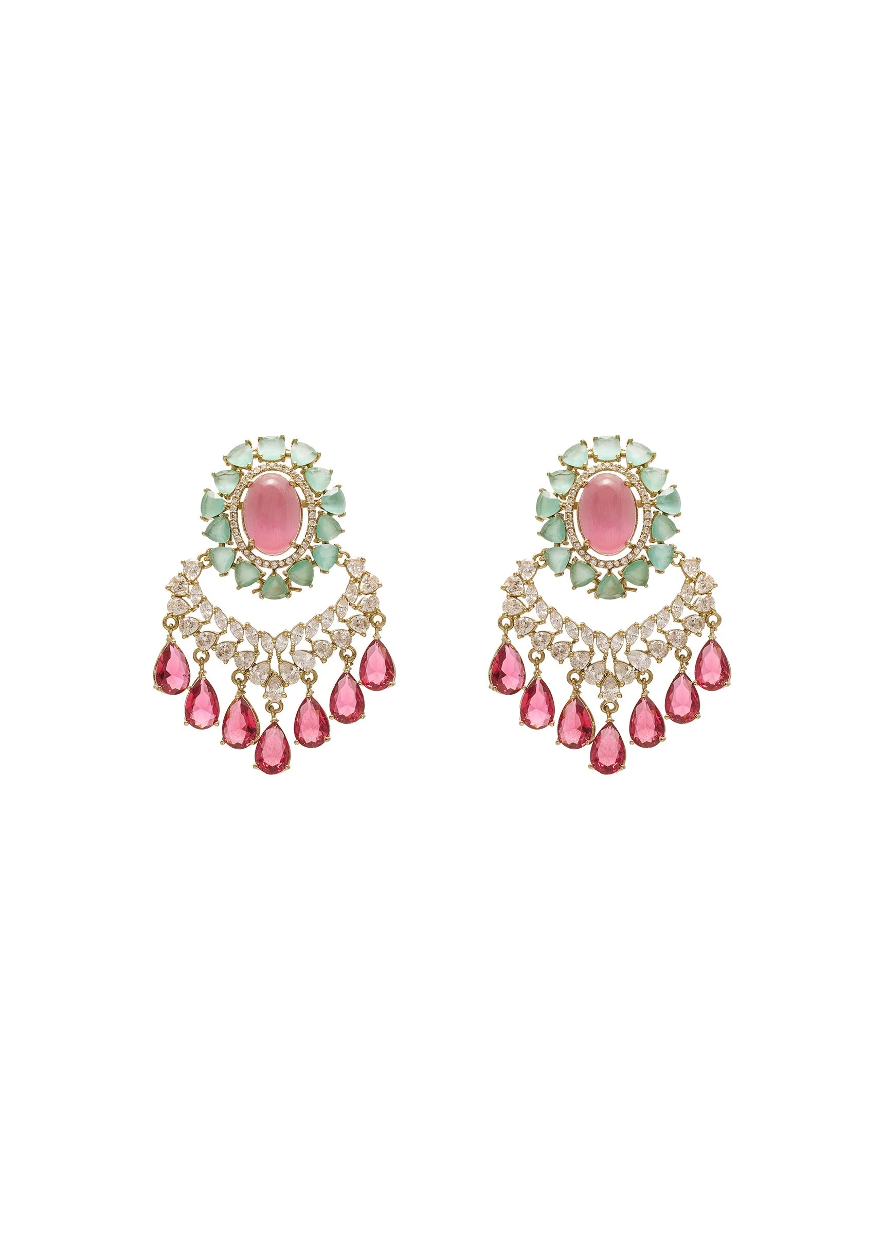 Pink Chandbali Statement Earrings