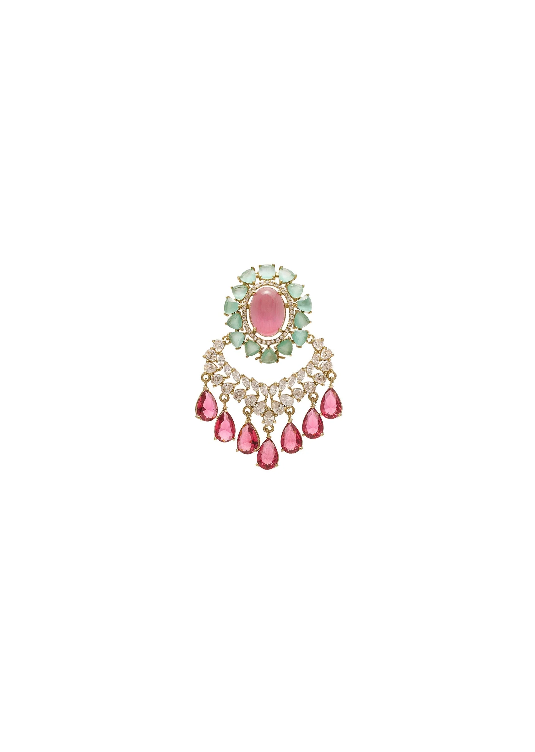 Pink Chandbali Statement Earrings