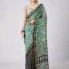 Green Motif Printed Saree with Unstitched Blouse