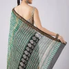 Green Motif Printed Saree with Unstitched Blouse