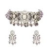 Purple Crystal Choker Necklace Set