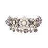 Purple Crystal Choker Necklace Set