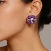 Violet Floral Statement Earrings