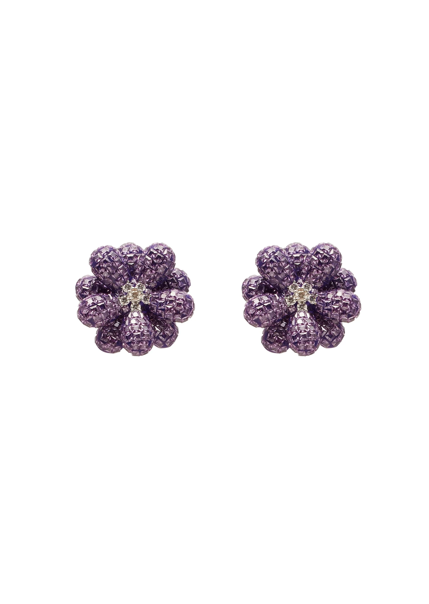 Violet Floral Statement Earrings