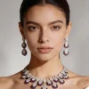 Purple Rhodium Necklace Set