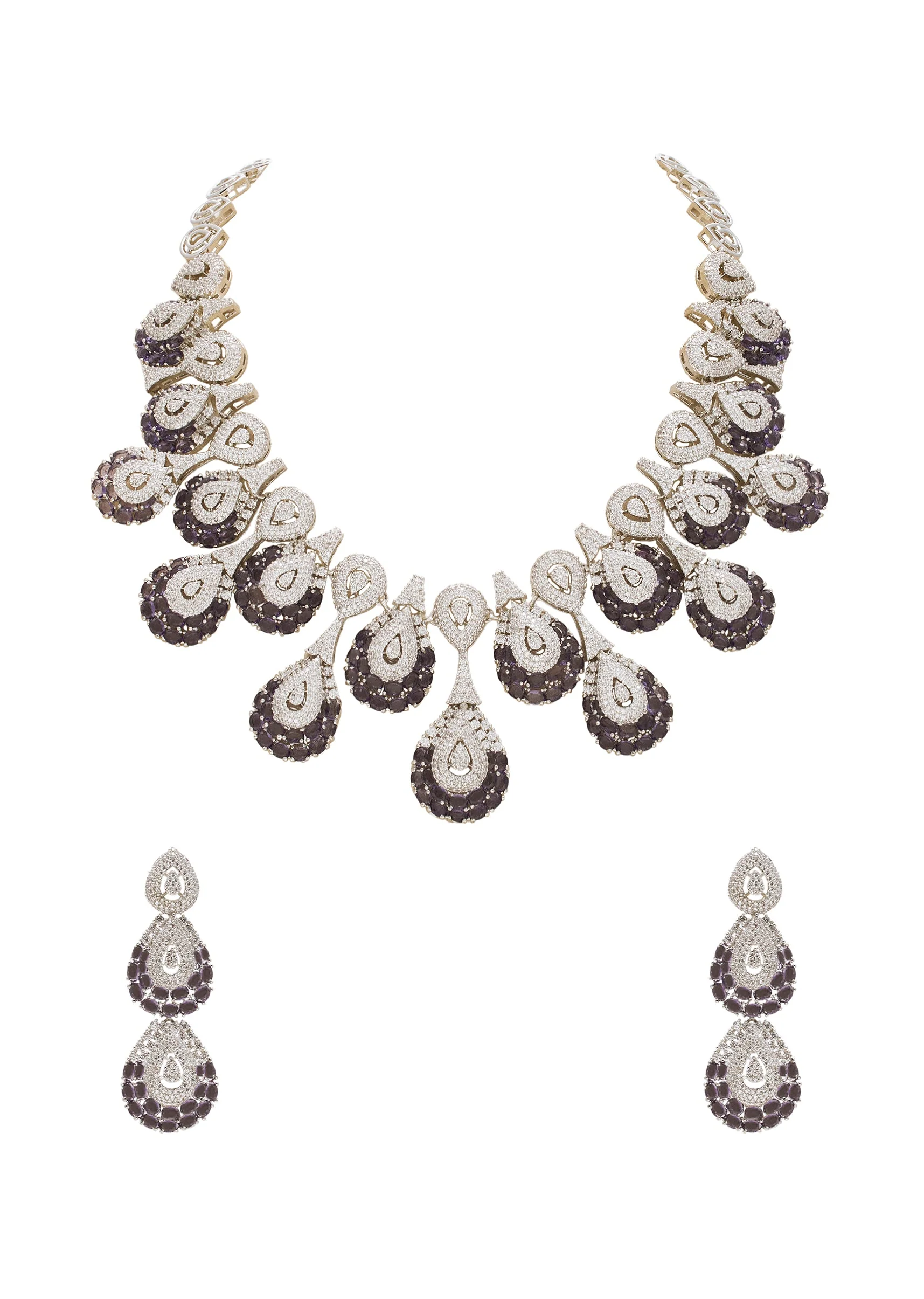 Purple Rhodium Necklace Set