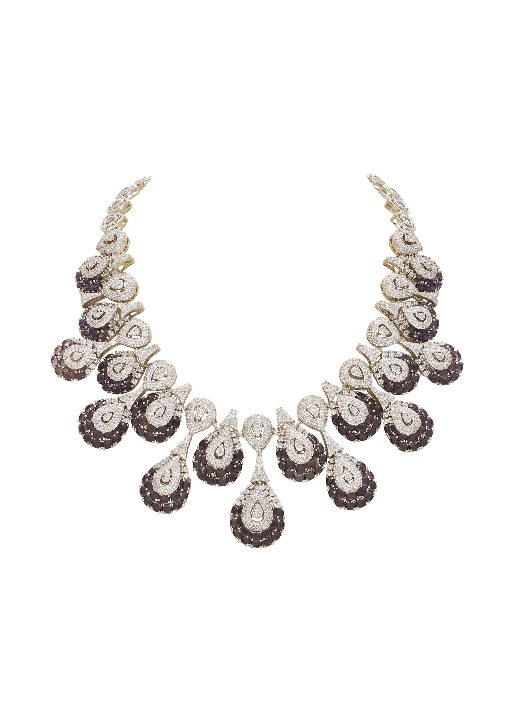 Purple Rhodium Necklace Set