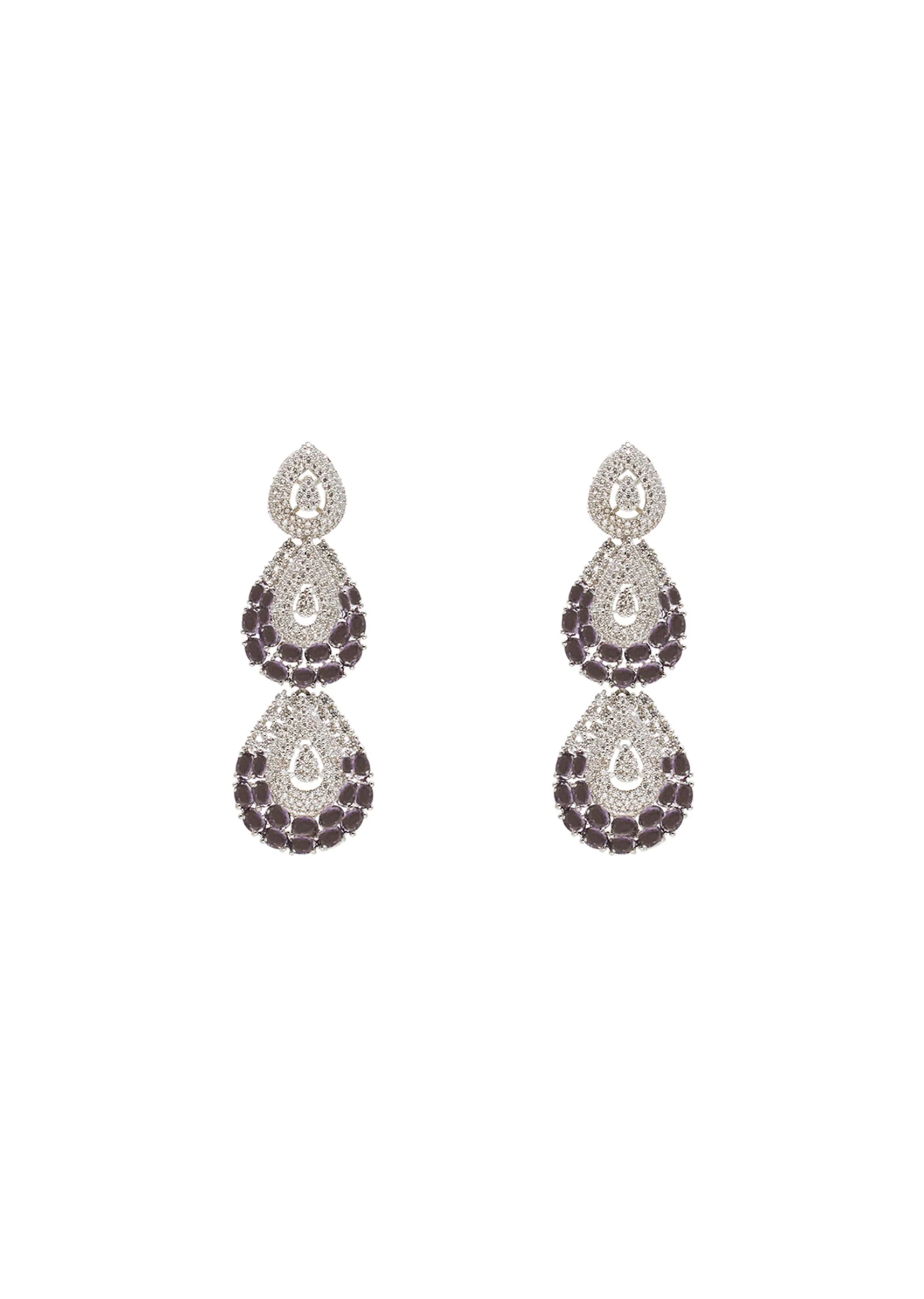 Purple Rhodium Necklace Set