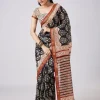 Brown Hand Painted Floral Motif Saree with Blouse