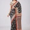 Brown Hand Painted Floral Motif Saree with Blouse