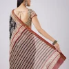 Brown Hand Painted Floral Motif Saree with Blouse