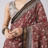 Maroon Printed Saree with Unstitched Blouse