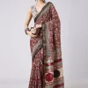 Maroon Printed Saree with Unstitched Blouse