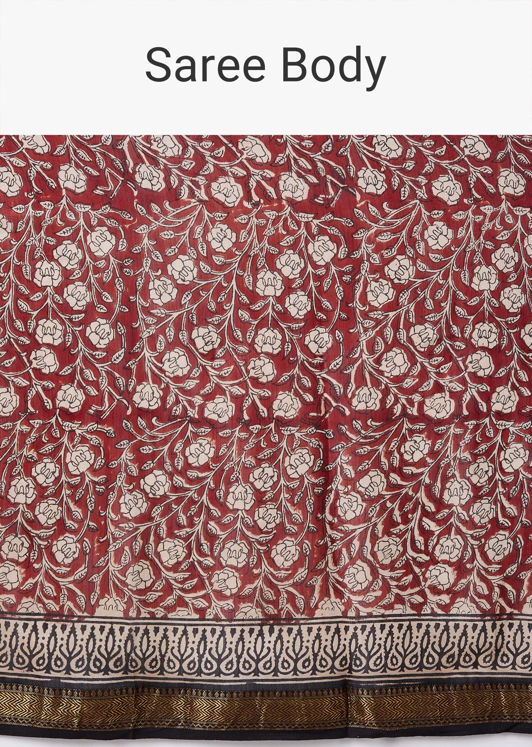 Maroon Printed Saree with Unstitched Blouse