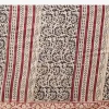 Cream Block Print Motif Saree with Unstitched Blouse