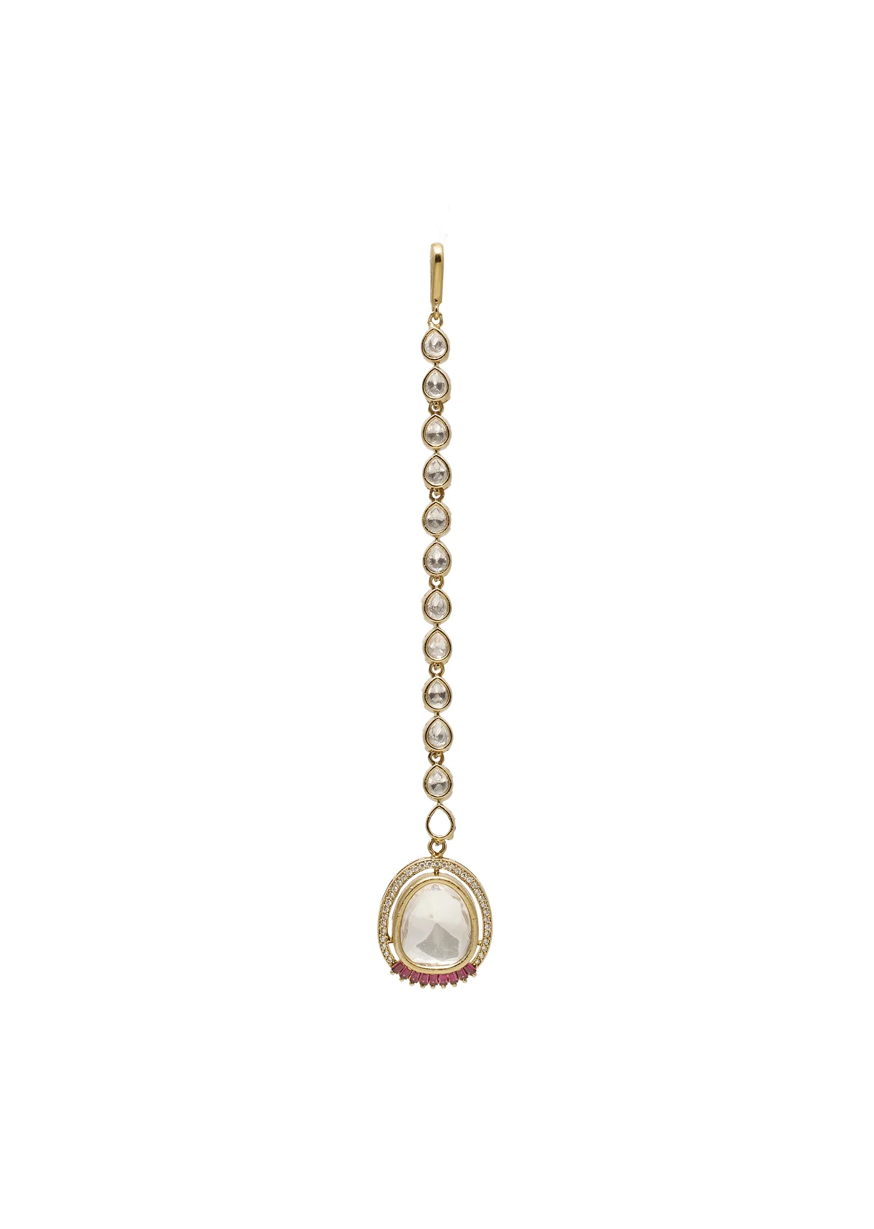 Royal Gold Maangtikka With Red Accent Drop