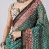 Sea Green Hand Painted Saree with Stitched Blouse