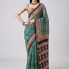 Sea Green Hand Painted Saree with Stitched Blouse