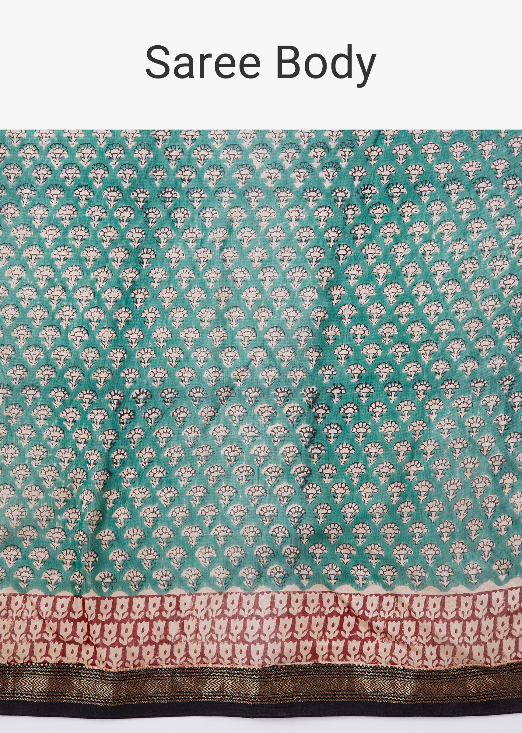 Sea Green Hand Painted Saree with Stitched Blouse