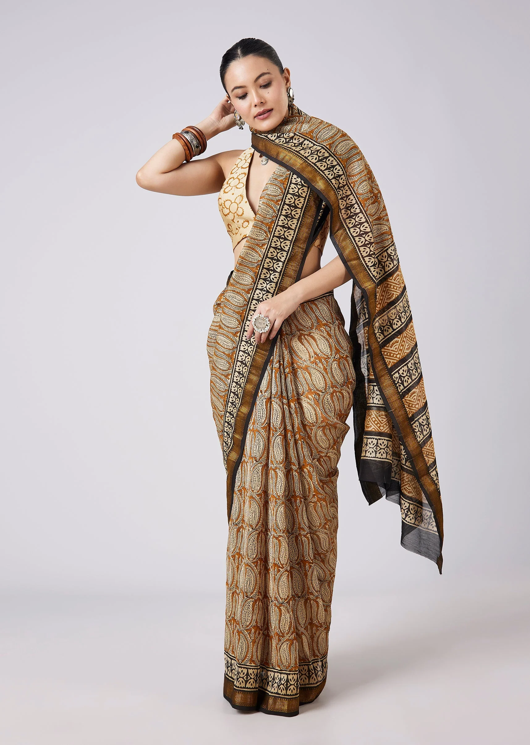 7998-brown-block-printed-motif-saree-with-unstitched-blouse-1.webp Brown Block Printed Motif Saree with Unstitched Blouse