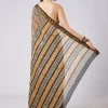 Brown Block Printed Motif Saree with Unstitched Blouse
