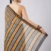 Brown Block Printed Motif Saree with Unstitched Blouse